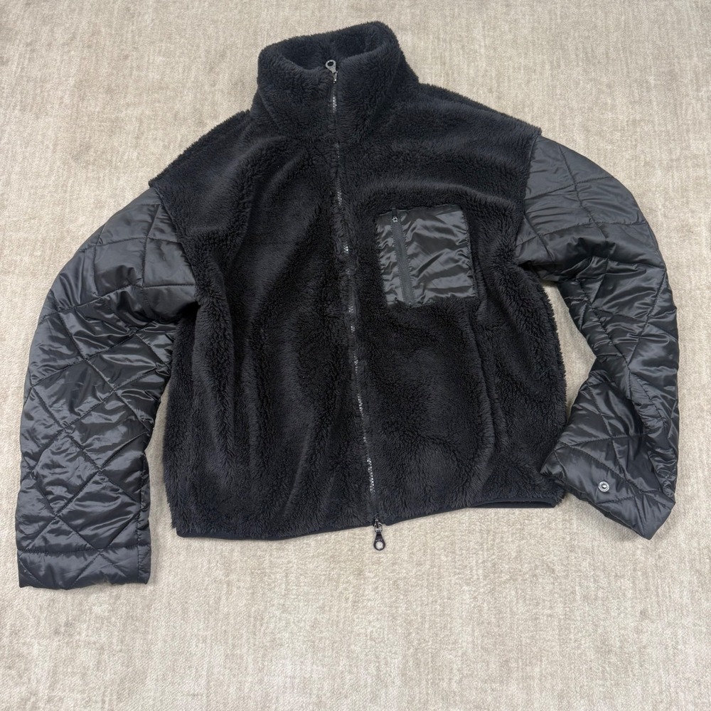 Joy Lab by Target Black Fleece Quilted Jacket Full Zip Mock Neck Size M